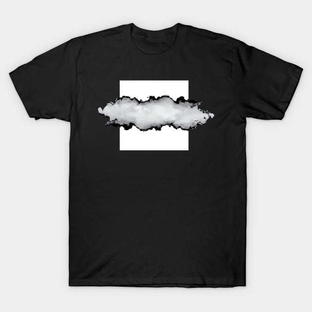 White Gray and Black Graphic Cloud Effect T-Shirt by fivemmPaper